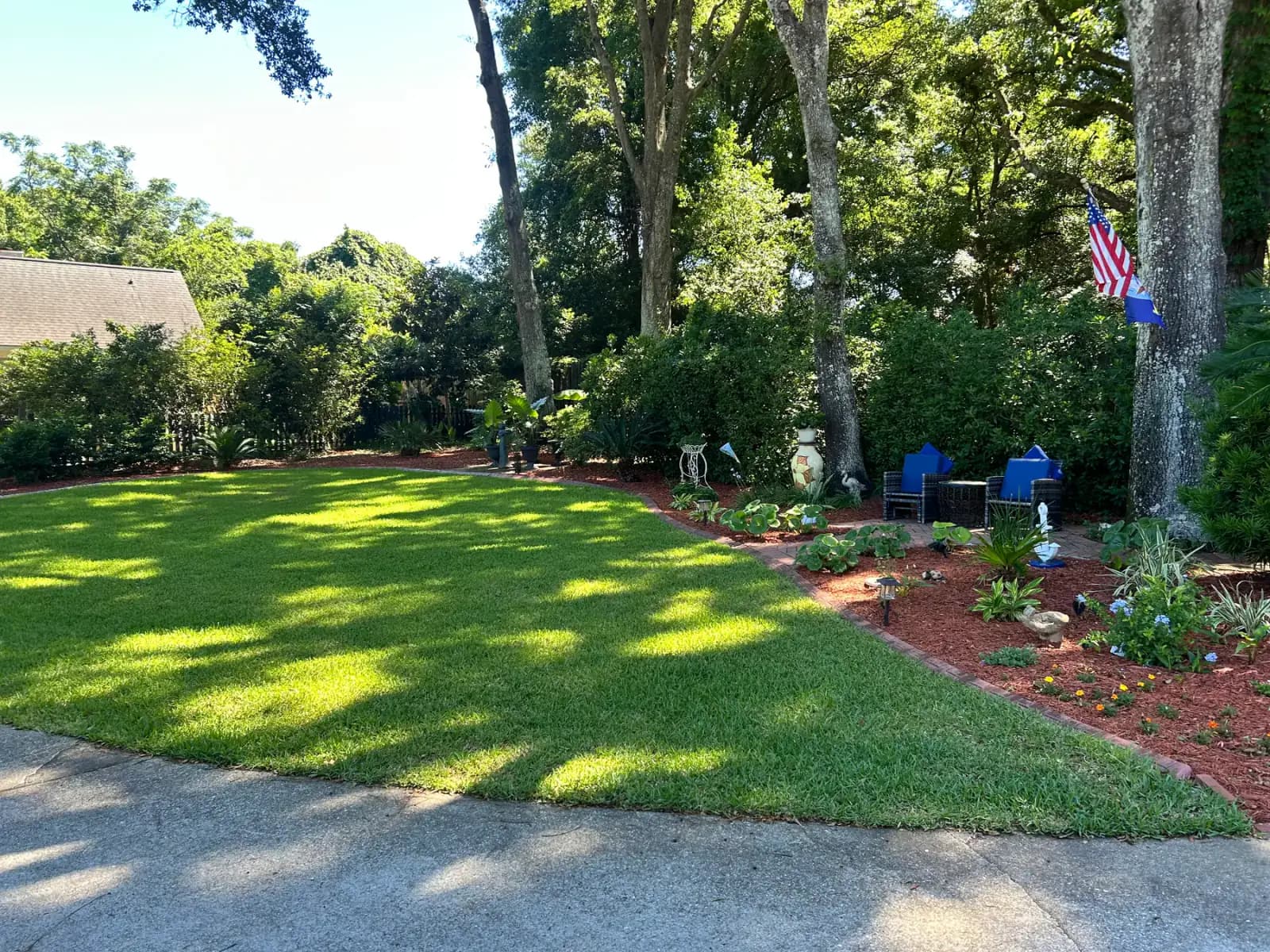 Completed lawn and refreshed landscape beds